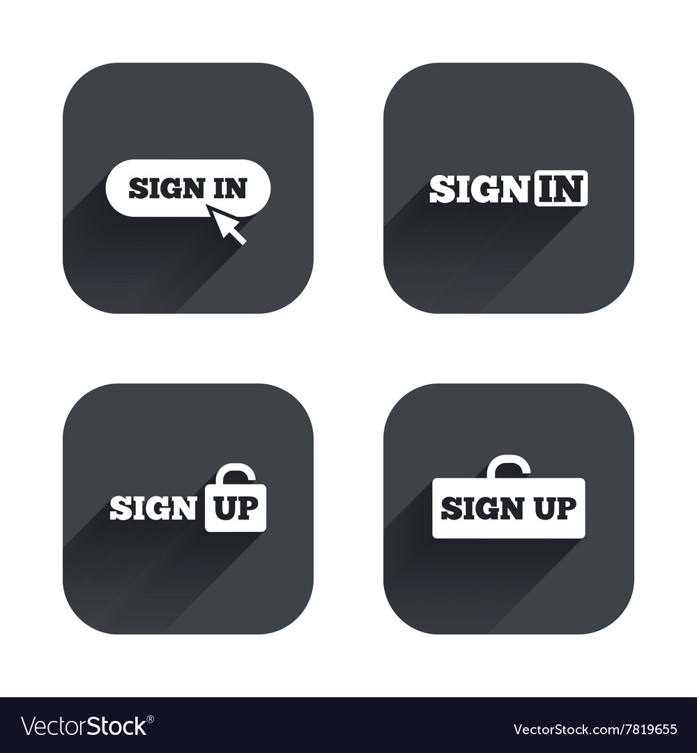 Sign in icons login with arrow hand pointer