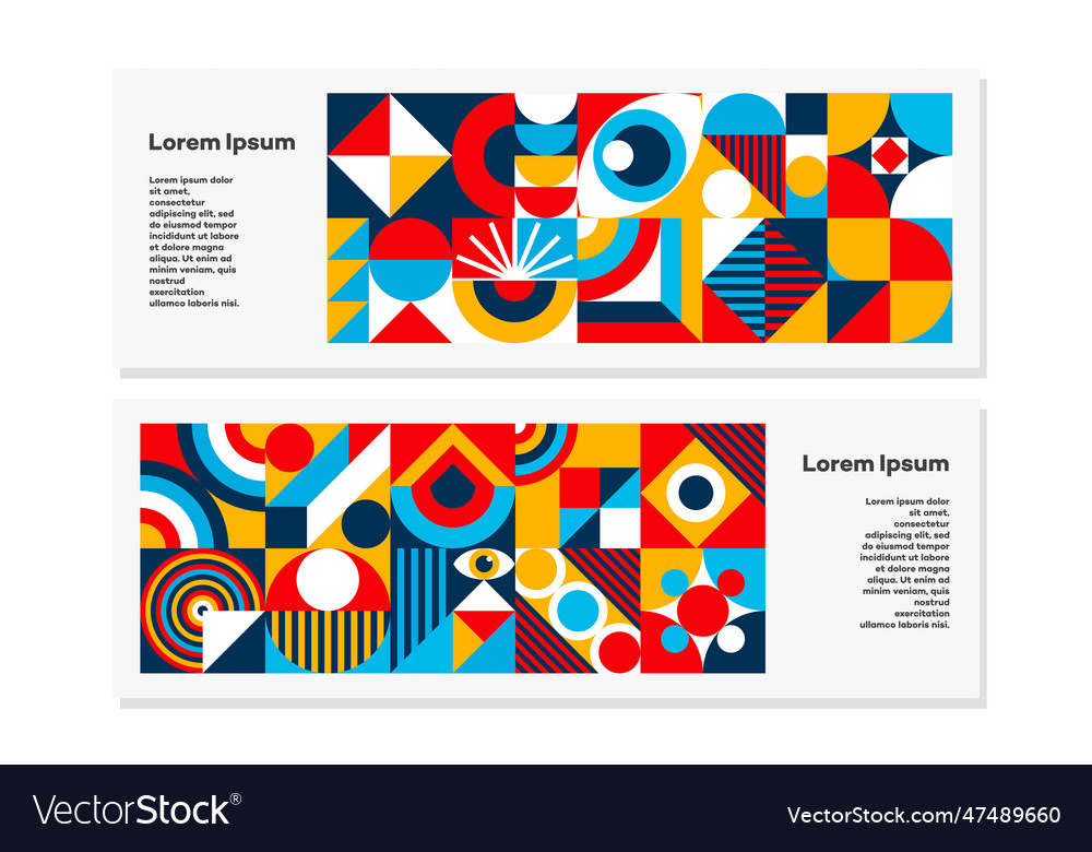 Bauhaus flyer set minimal 20s geometric style Vector Image