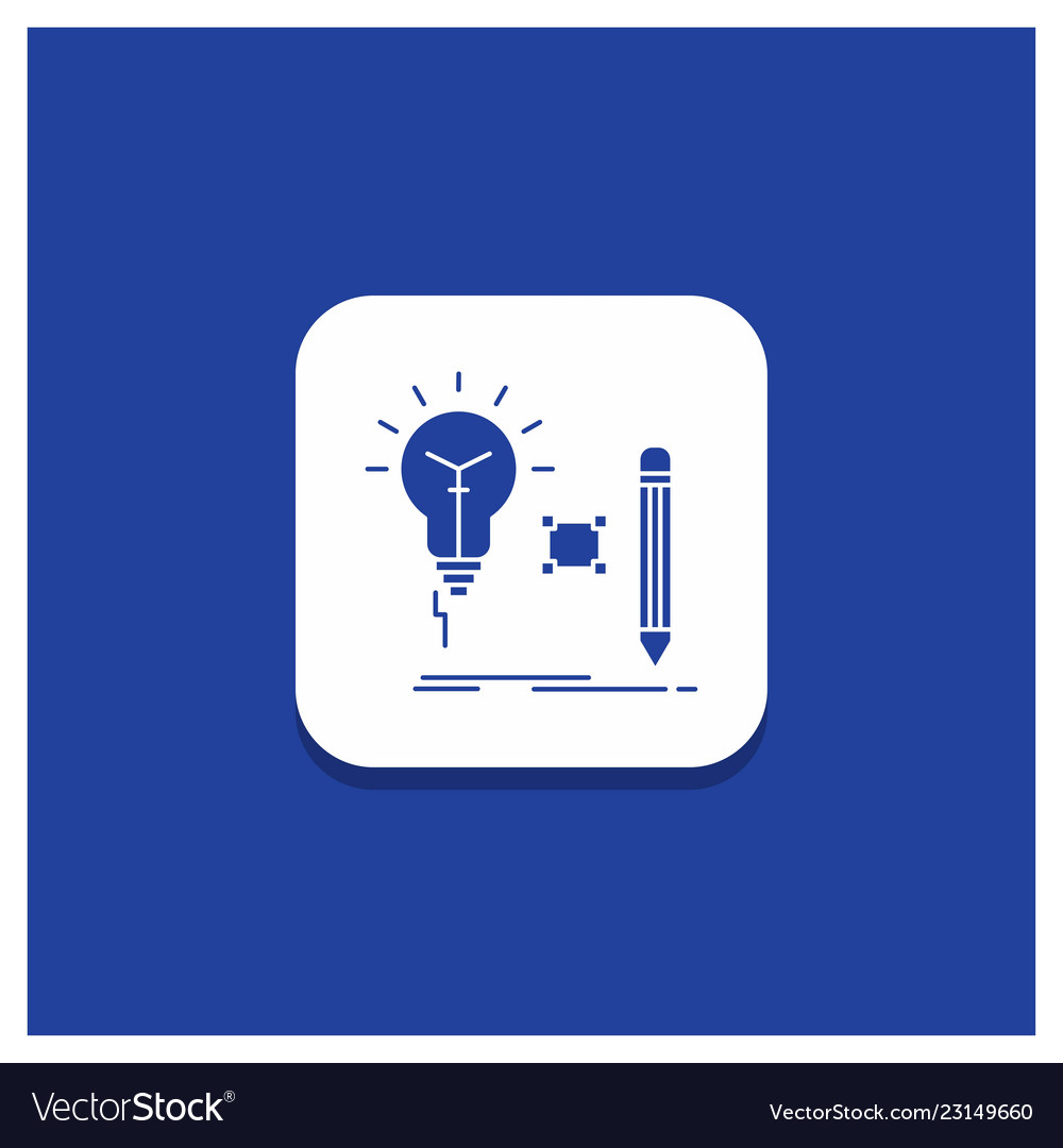 Blue round button for idea insight key lamp vector image Blue round button for idea insight key lamp