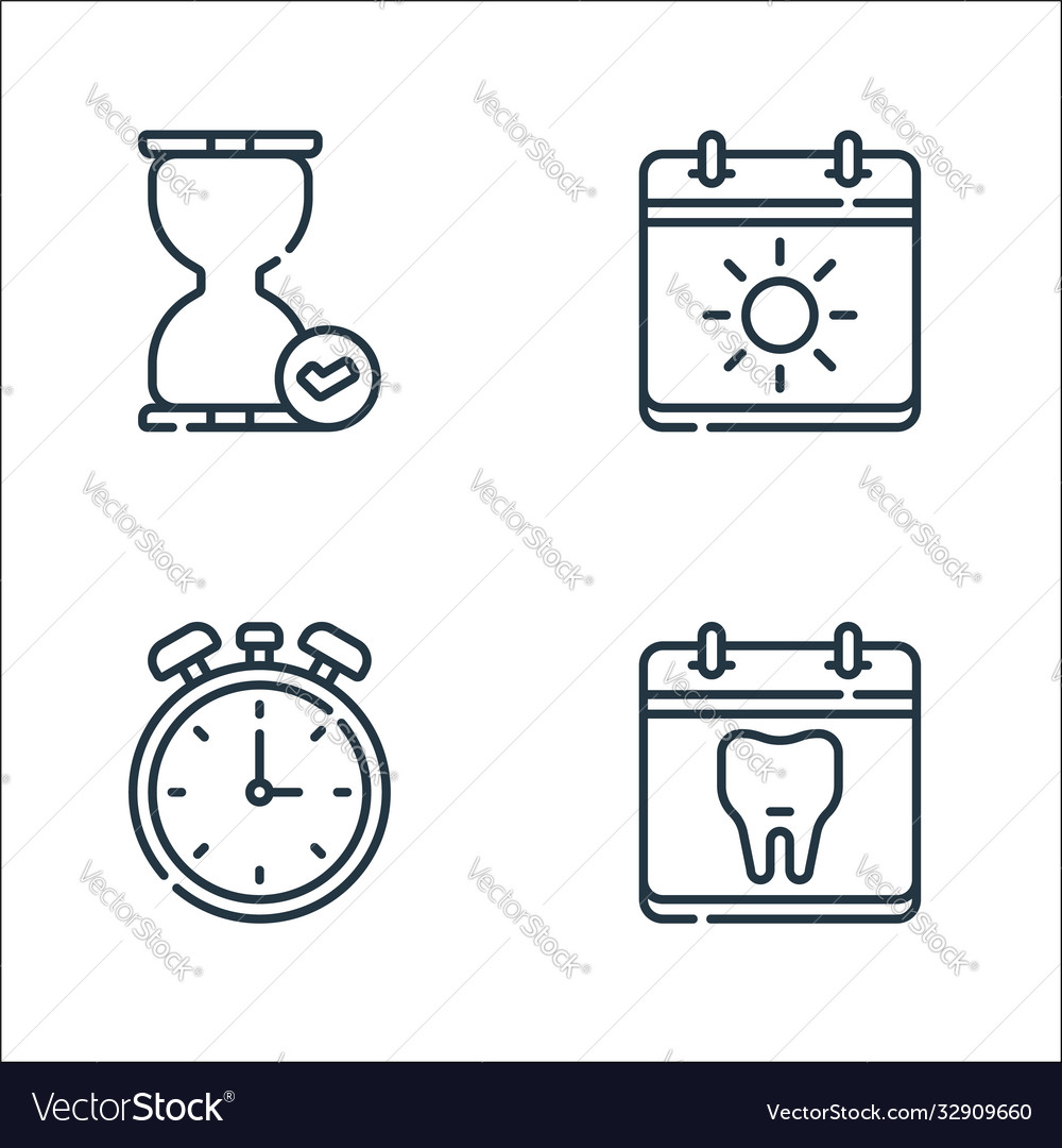 Calendar and date line icons linear set quality vector image Calendar and date line icons linear set quality