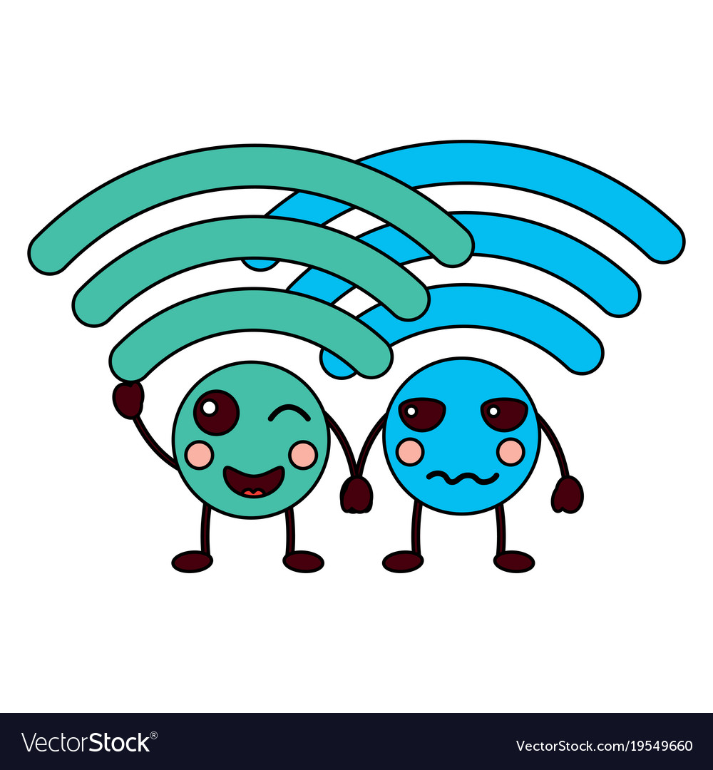 Cartoon wifi internet signal kawaii character