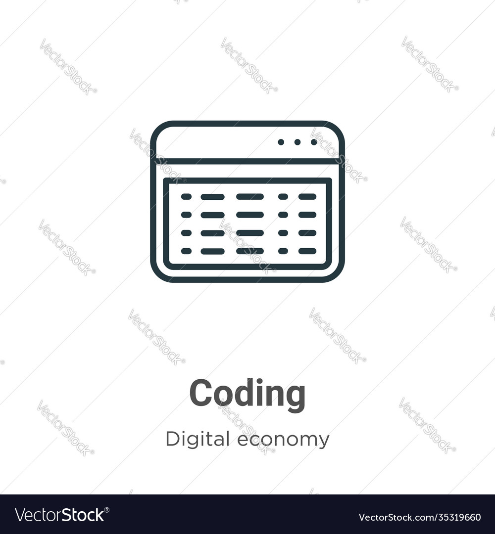 Coding outline icon thin line black