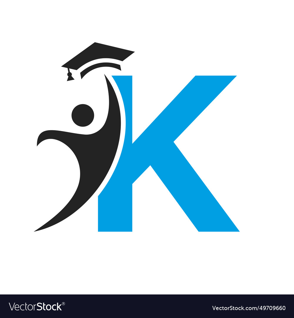 Education logo on letter k with graduation hat