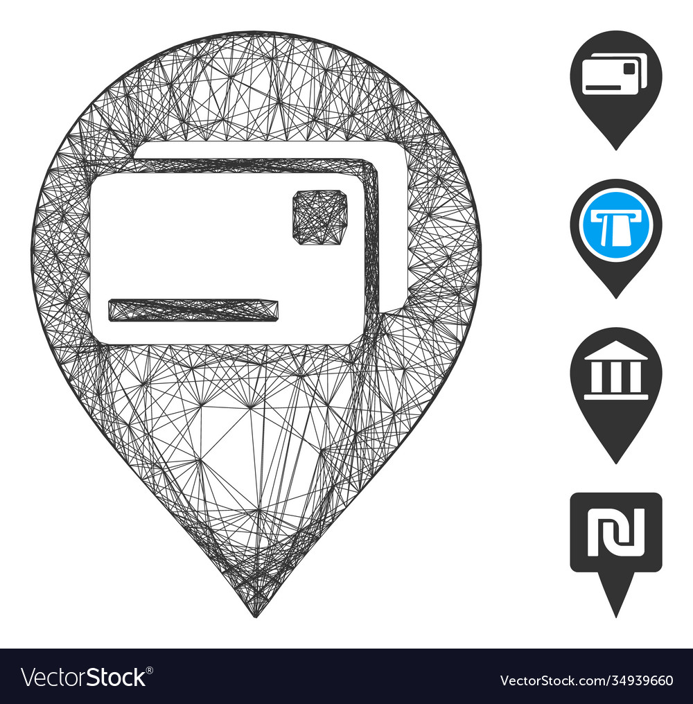 Linear bank cards pointer mesh vector image Linear bank cards pointer mesh