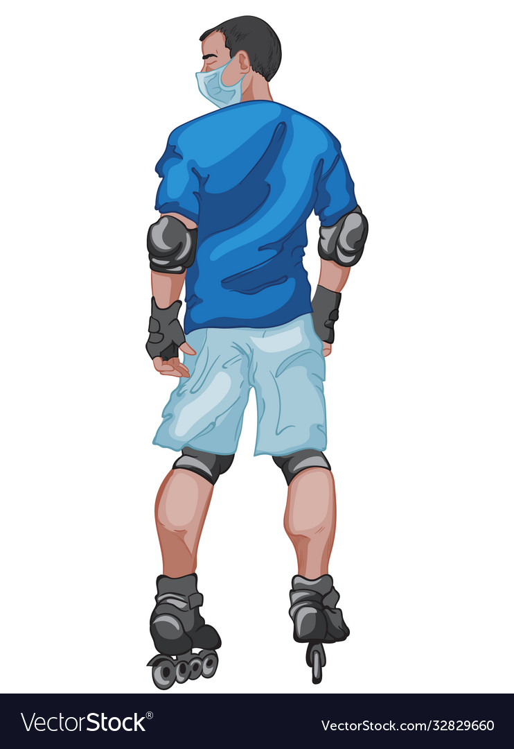 Man Rollerblading with Mask