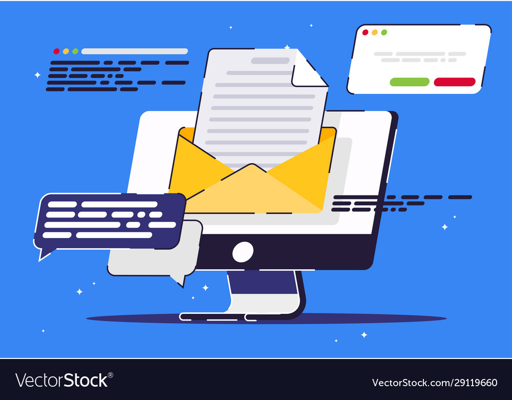 Monoblock with an incoming email notification vector image Monoblock with an incoming email notification