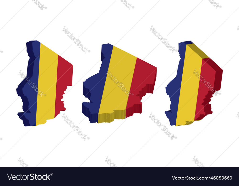 Realistic 3d map of chad design template