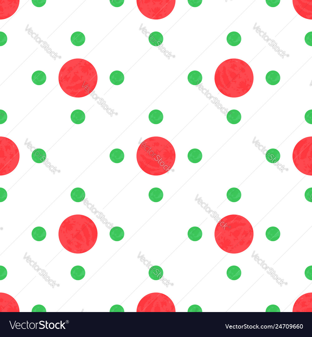 Seamless pattern with red and green polka dots