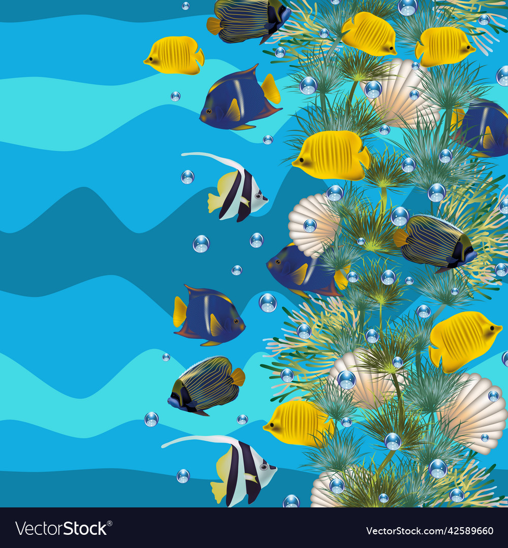 Seamless underwater pattern with seashell