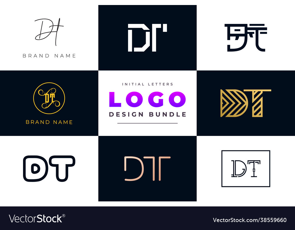 Set collection initial letters dt logo design