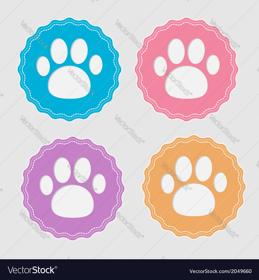 Set of four labels with paw print card