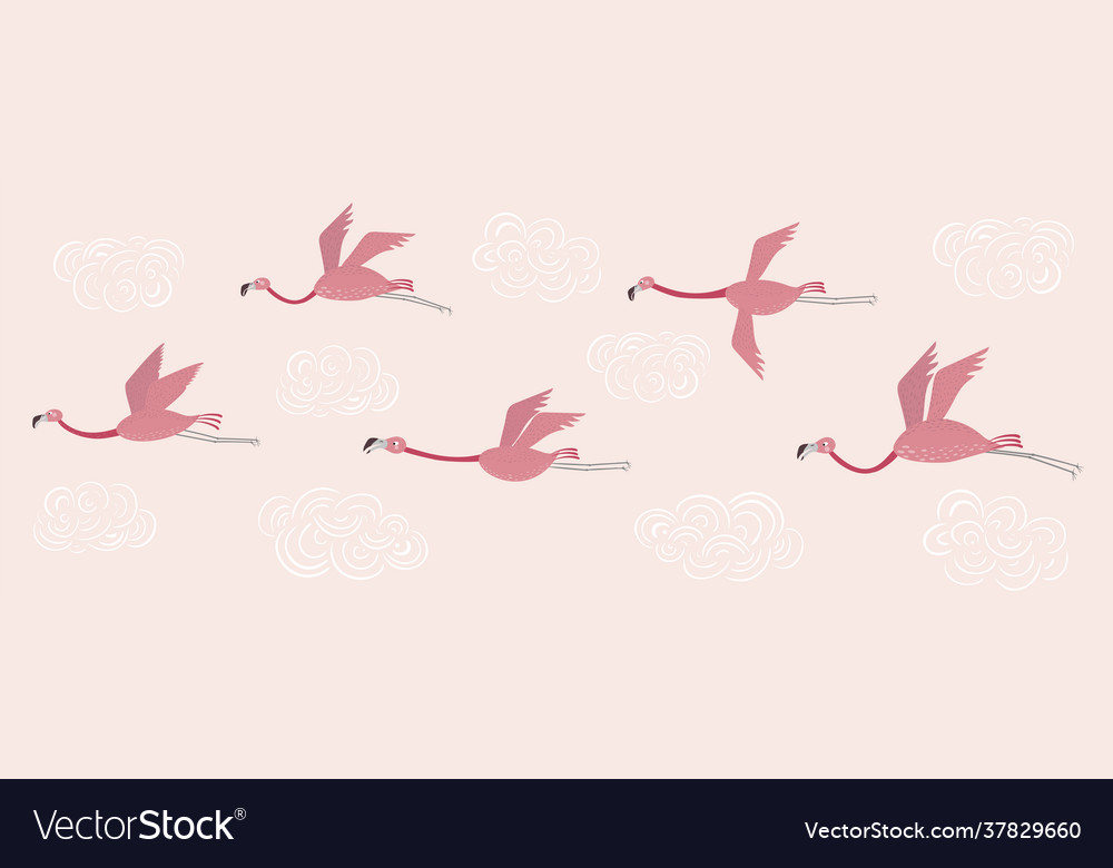 Set mit Flamingos fliegen