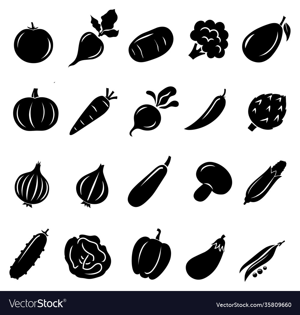 Silhouette different vegetables stock