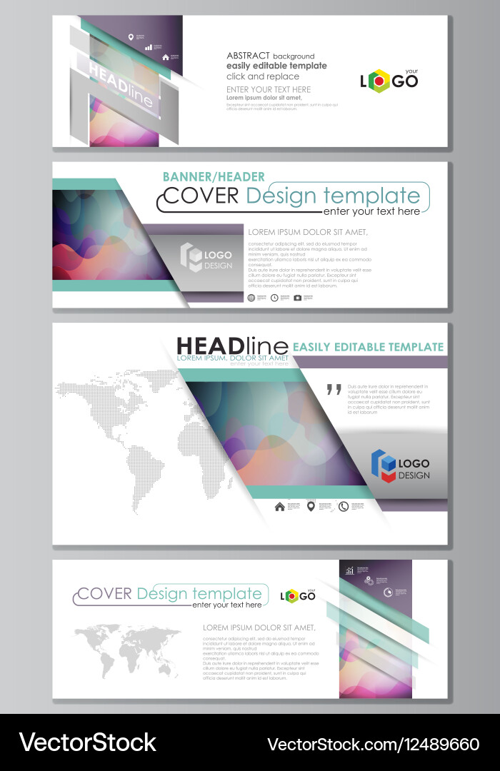 Social Media And Email Headers Set Modern Banners Vector Image