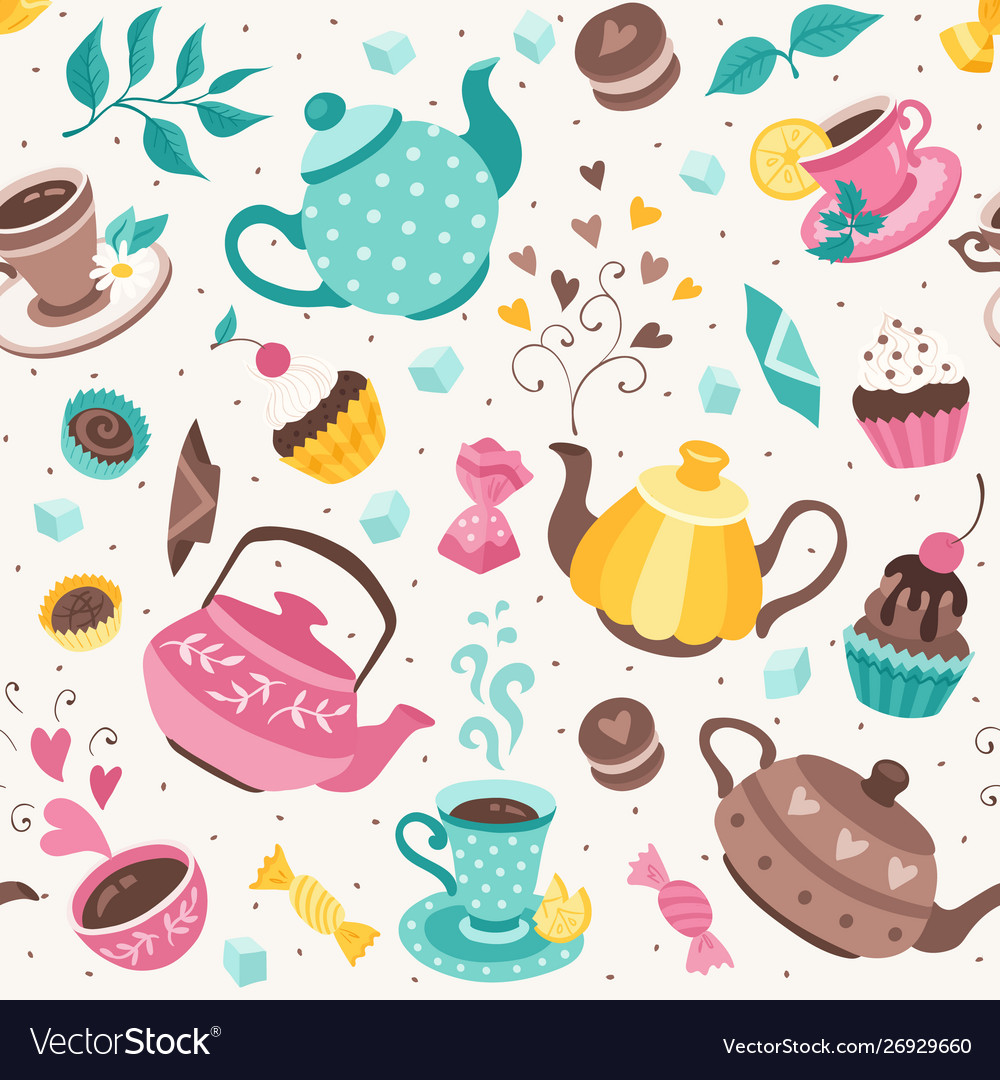 Teapots and cups pattern