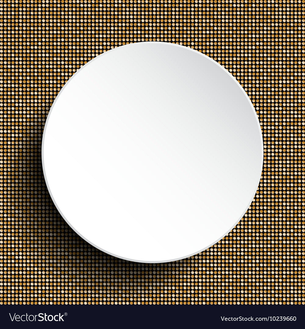White circle button on shiny gold sequins