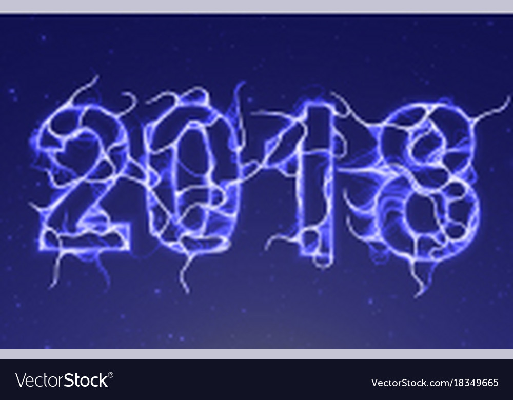 2018 text with lighting effect numbers