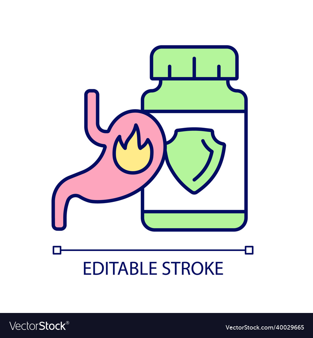 Acid reflux supplements rgb color icon vector image Acid reflux supplements rgb color icon