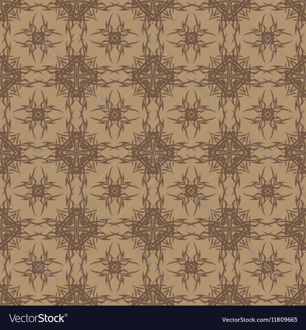 Brown ornamental seamless line pattern