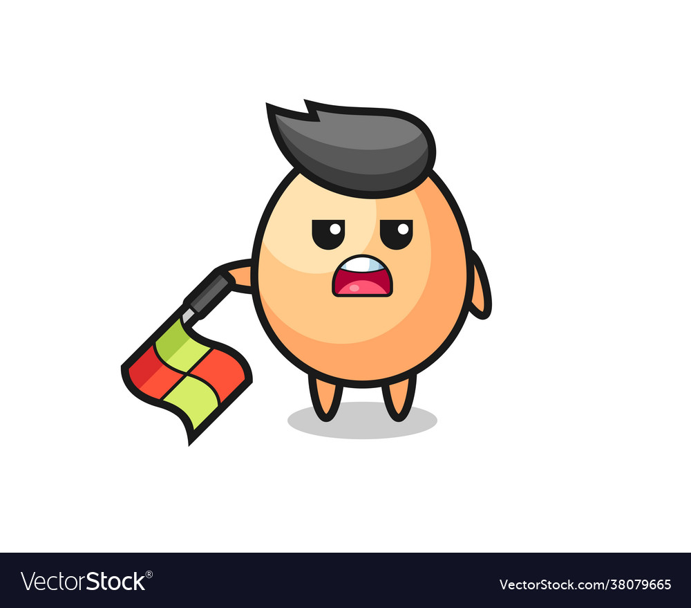 Egg character as line judge hold flag down vector image Egg character as line judge hold flag down