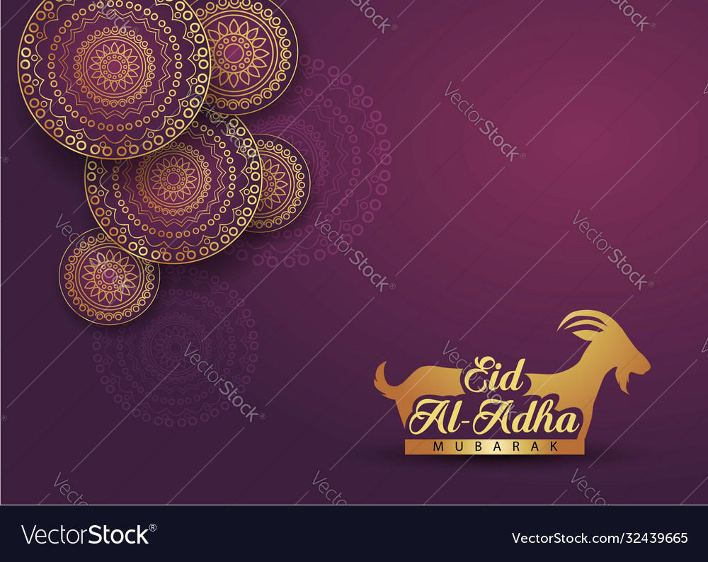 Eid al adha calligraphy text with goat for