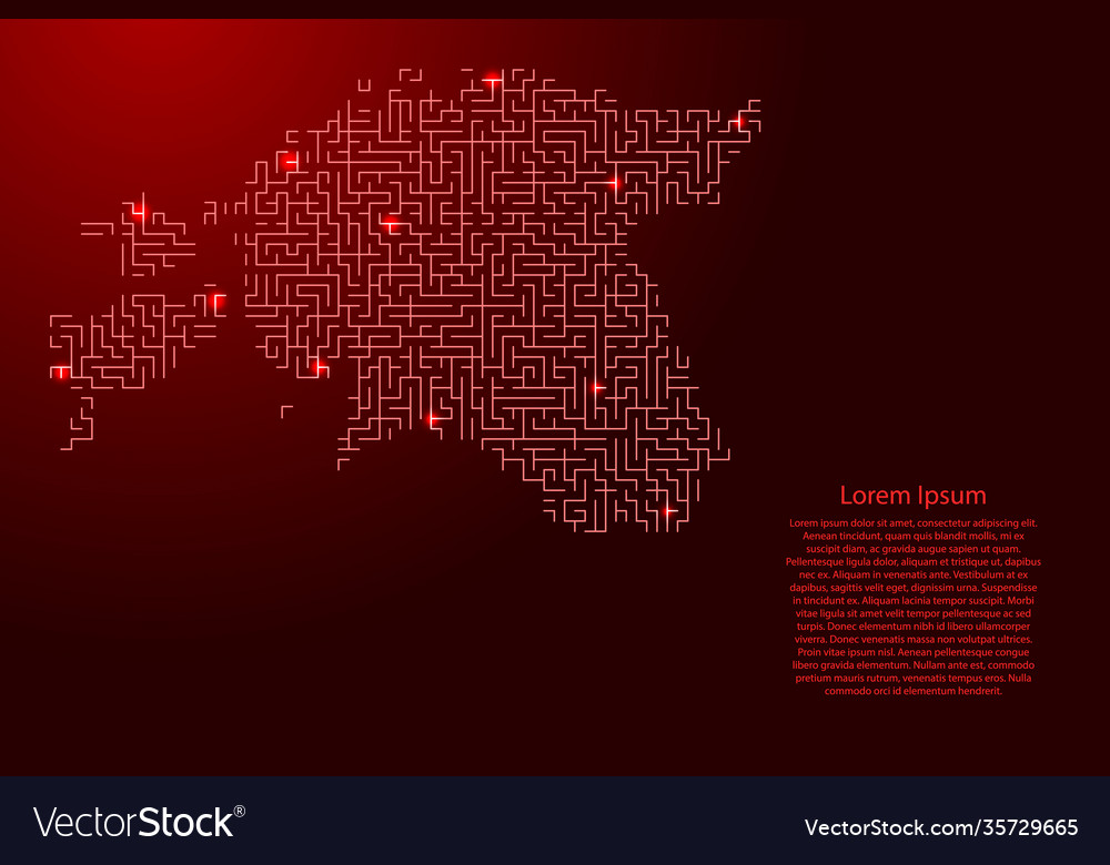 Estonia map from red pattern maze grid Vector Image Estonia map from red pattern maze grid