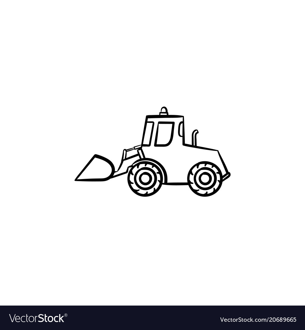 Excavator hand drawn sketch icon