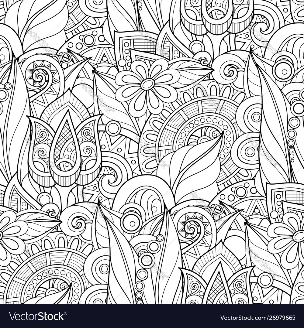 Floral Monochrome Seamless Pattern