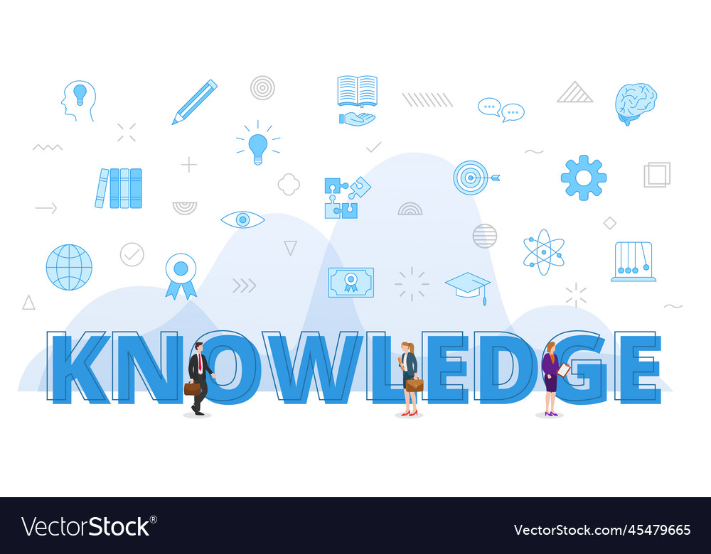 Knowledge concept with big words and people