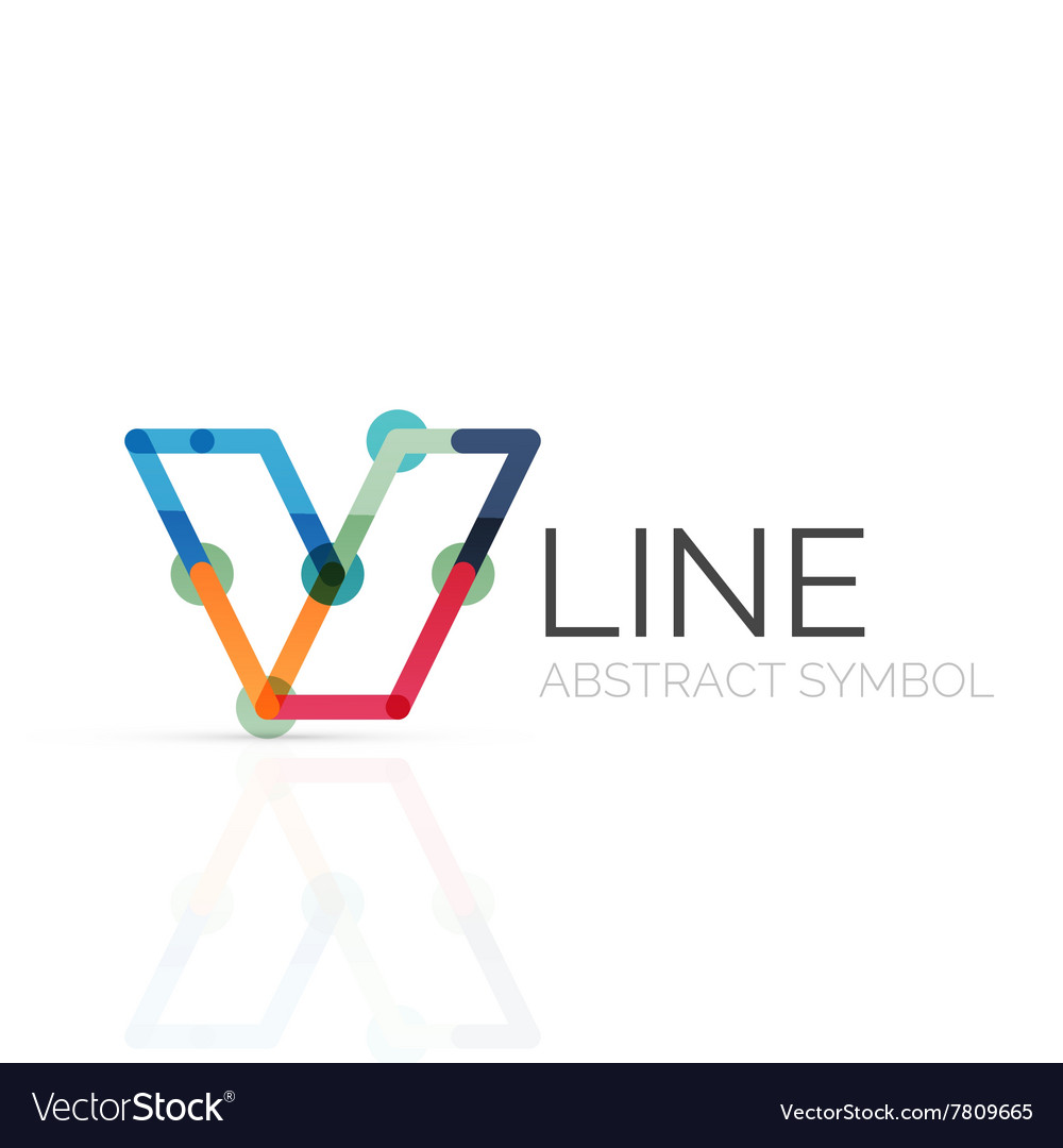 Linear abstract logo connected multicolored