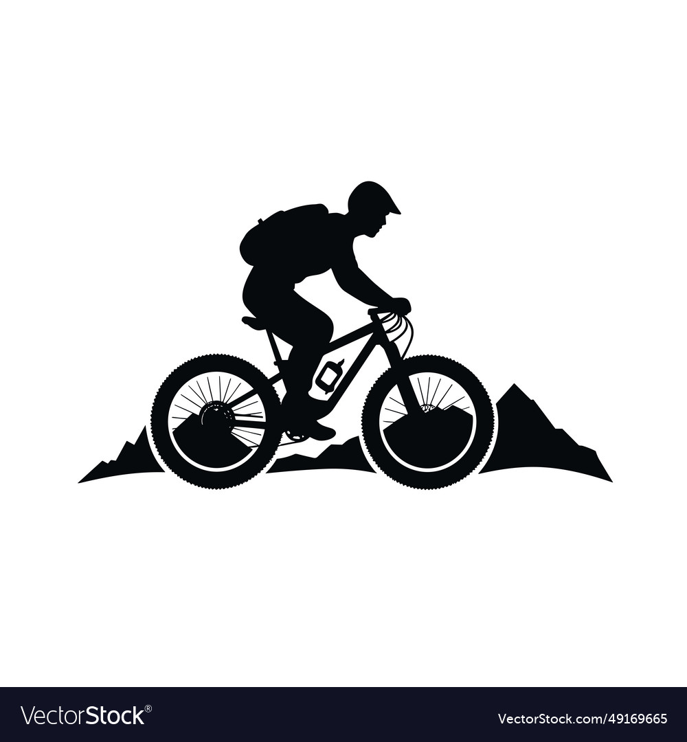 Mountain biker black icon on white background Vector Image