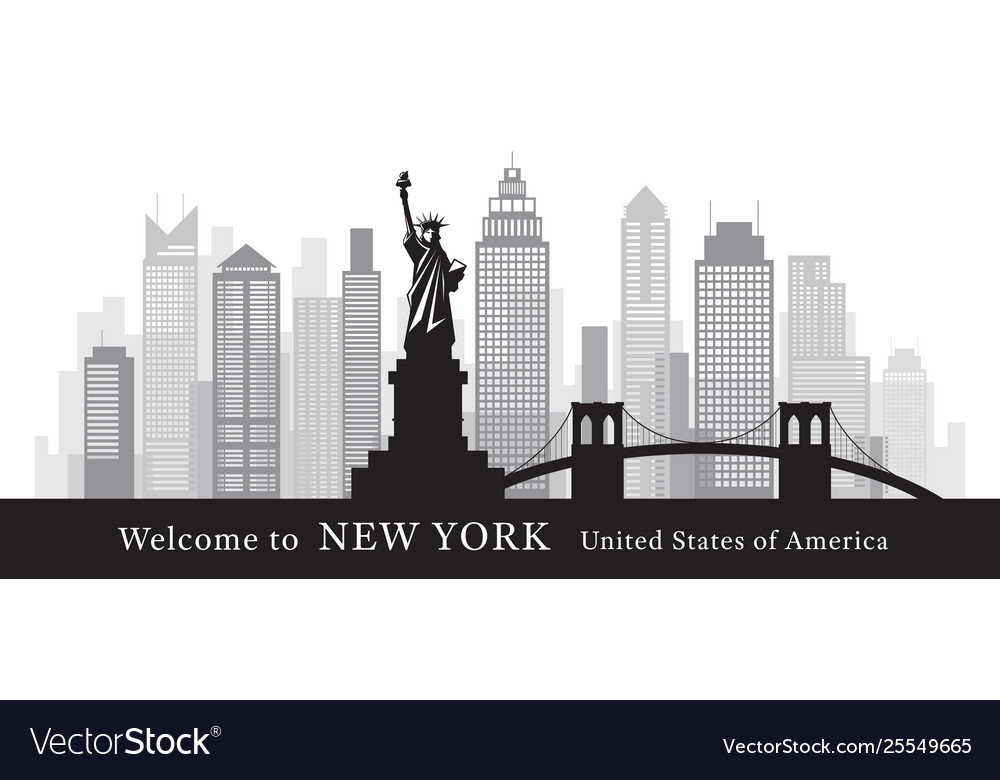 New york landmarks skyline and skyscraper in Vector Image