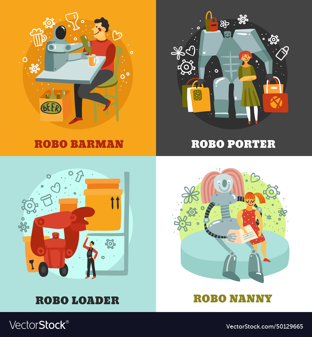 Robots design concept vector image Robots design concept