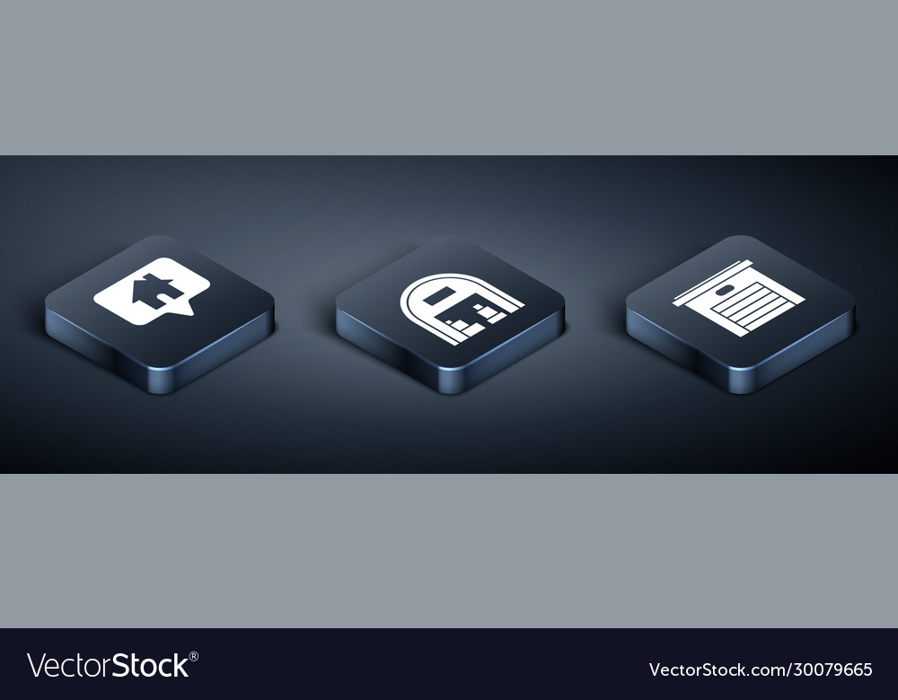 Set isometric map pointer with house garage