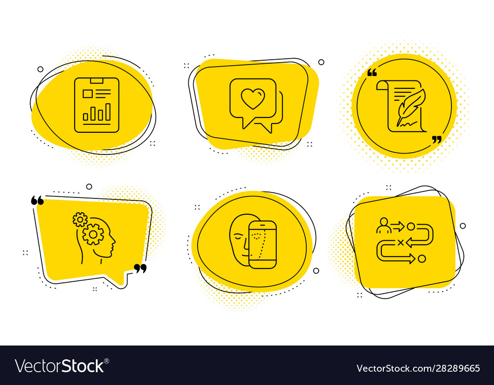Thoughts feather and report document icons set vector image Thoughts feather and report document icons set