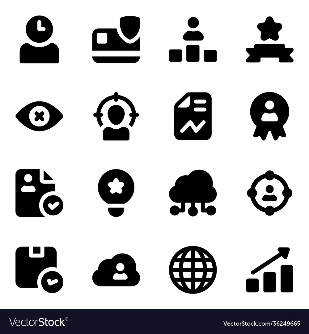 Trendy solid icons business and success