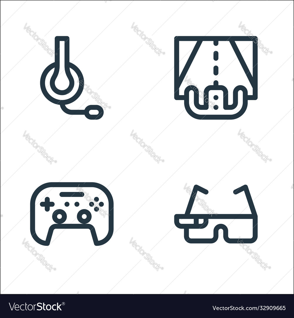 Virtual reality line icons linear set quality