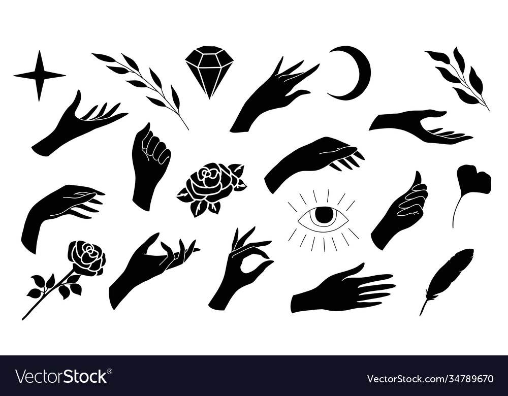 A set human palms and additional elements Vector Image A set human palms and additional elements