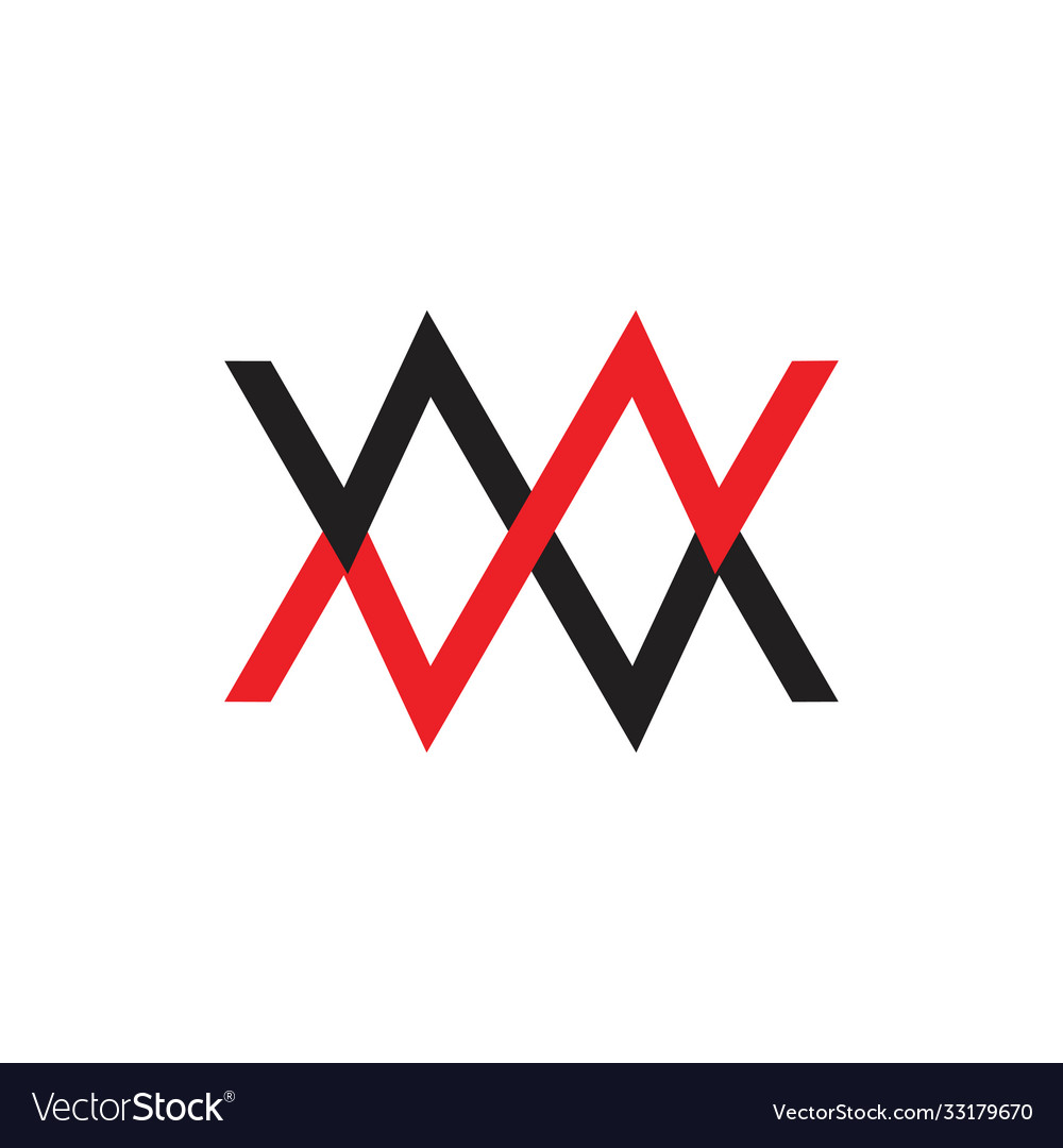 Abstract letter mw simple linked line color logo