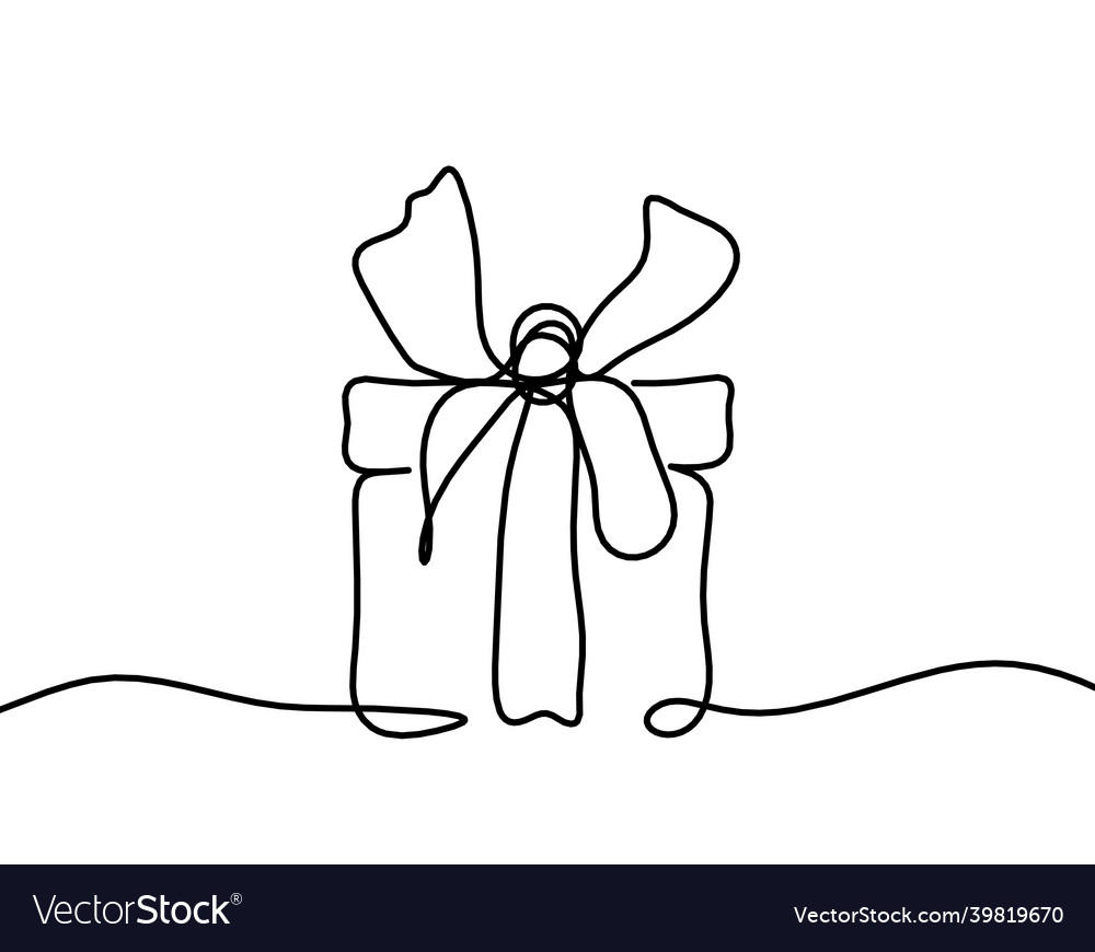 Abstract present box as continuous line drawing