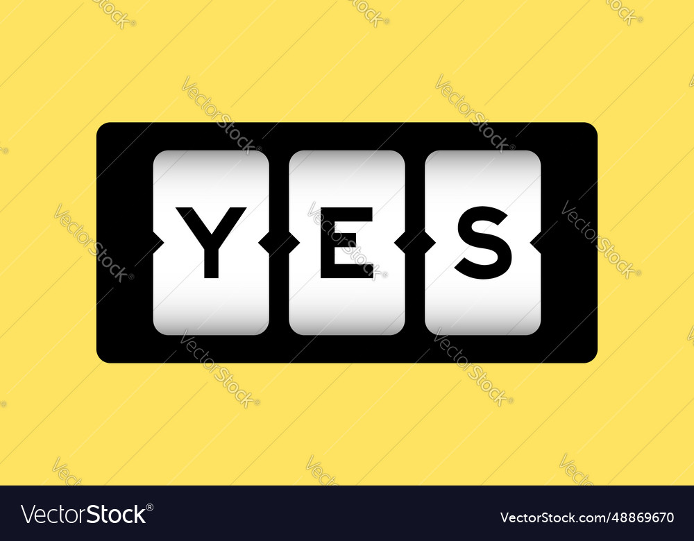 Black color in word yes on slot banner