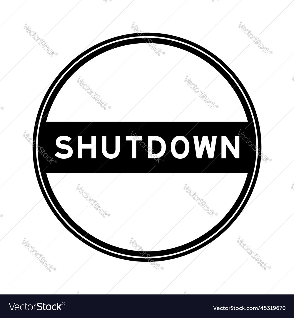 Black color round seal sticker in word shutdown Vector Image