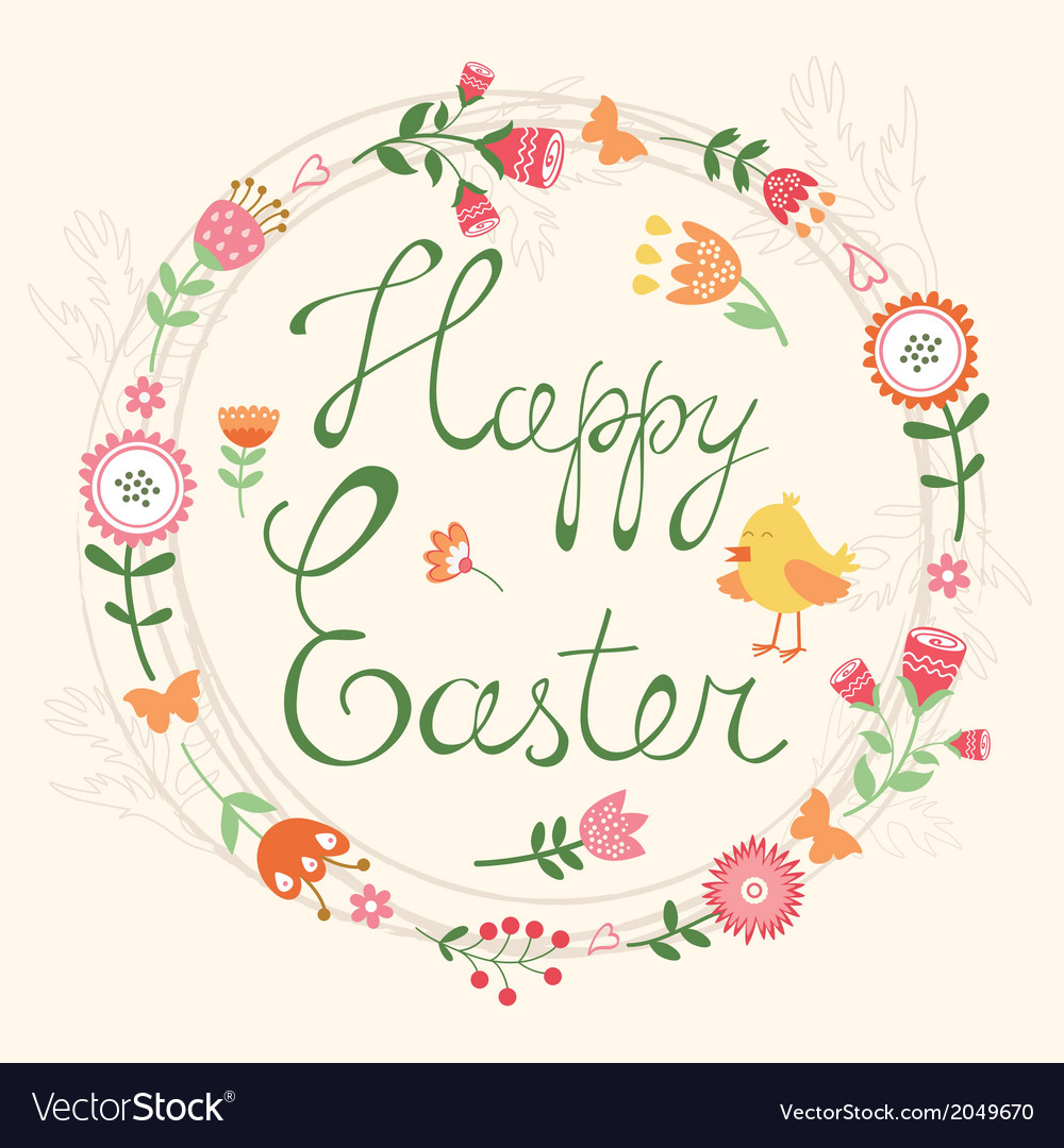 Easter card with wreath Royalty Free Vector Image