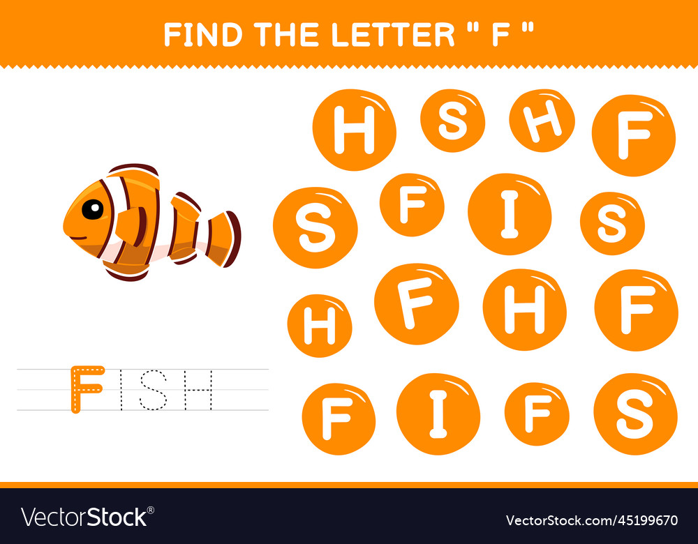 Education Game For Children Find The Letter F Vector Image education-game-for-children-find-the-letter-f-vector-image