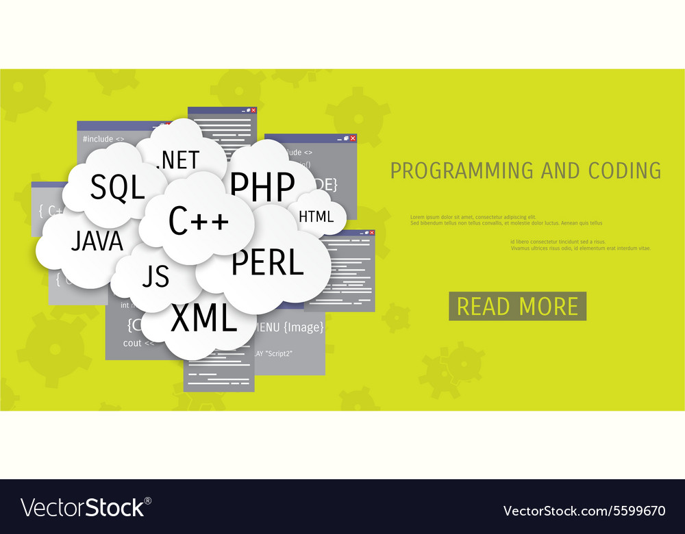 Flat concept of programming and coding Royalty Free Vector