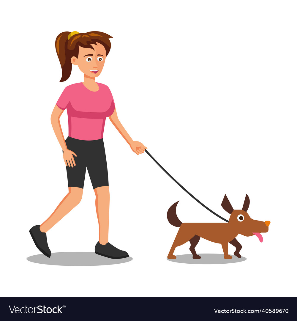 Flat design of cartoon character woman walking