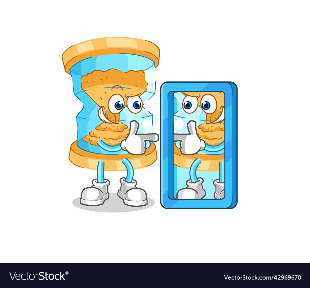 Hourglass looking into mirror cartoon