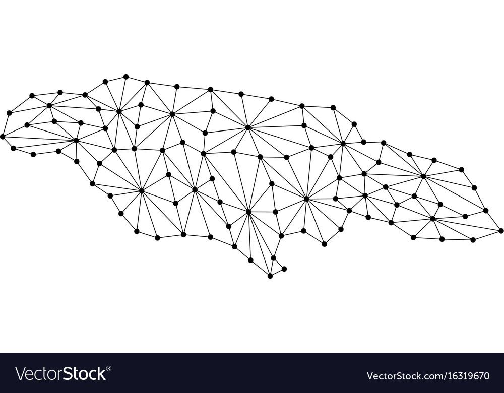 Jamaica map of polygonal mosaic lines network ray