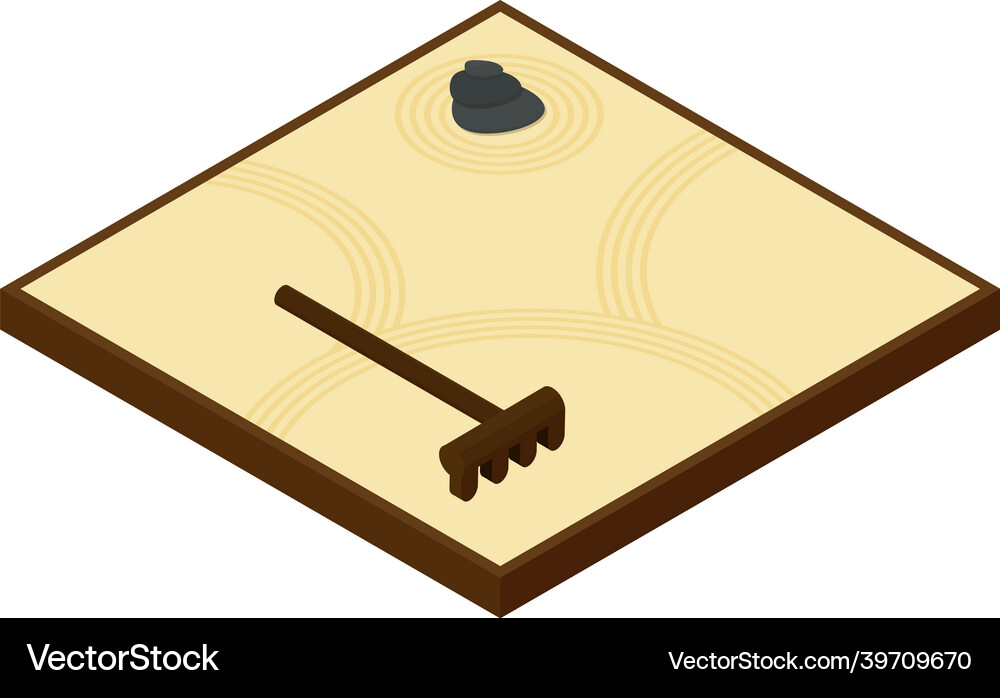 Japanese table mini zen garden with rake Vector Image