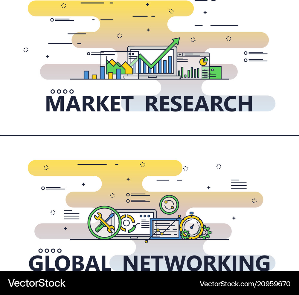 Market Research & Networking Poster Template Vector Image